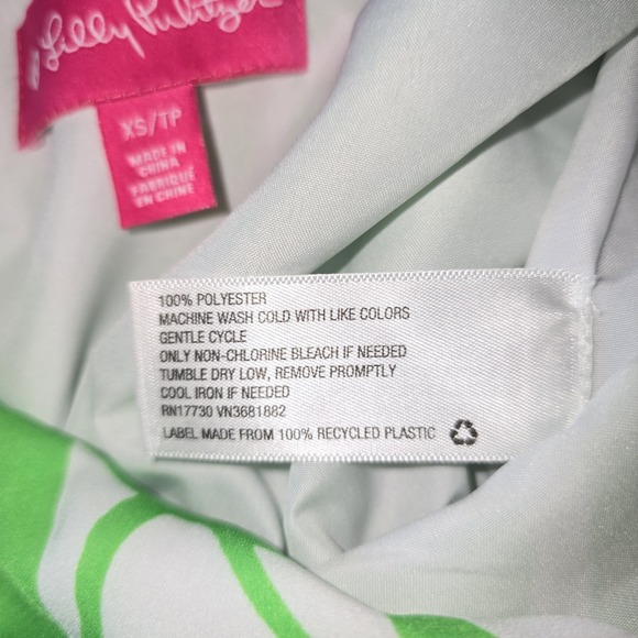 LILLY PULITZER For Target tropical Island Green/White Satin Jumpsuit Sz XS - Picture 7 of 8